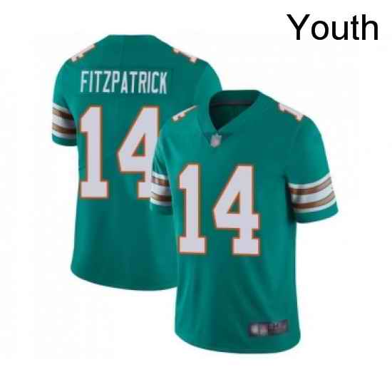 Youth Miami Dolphins 14 Ryan Fitzpatrick Aqua Green Alternate Vapor Untouchable Limited Player Football Jersey